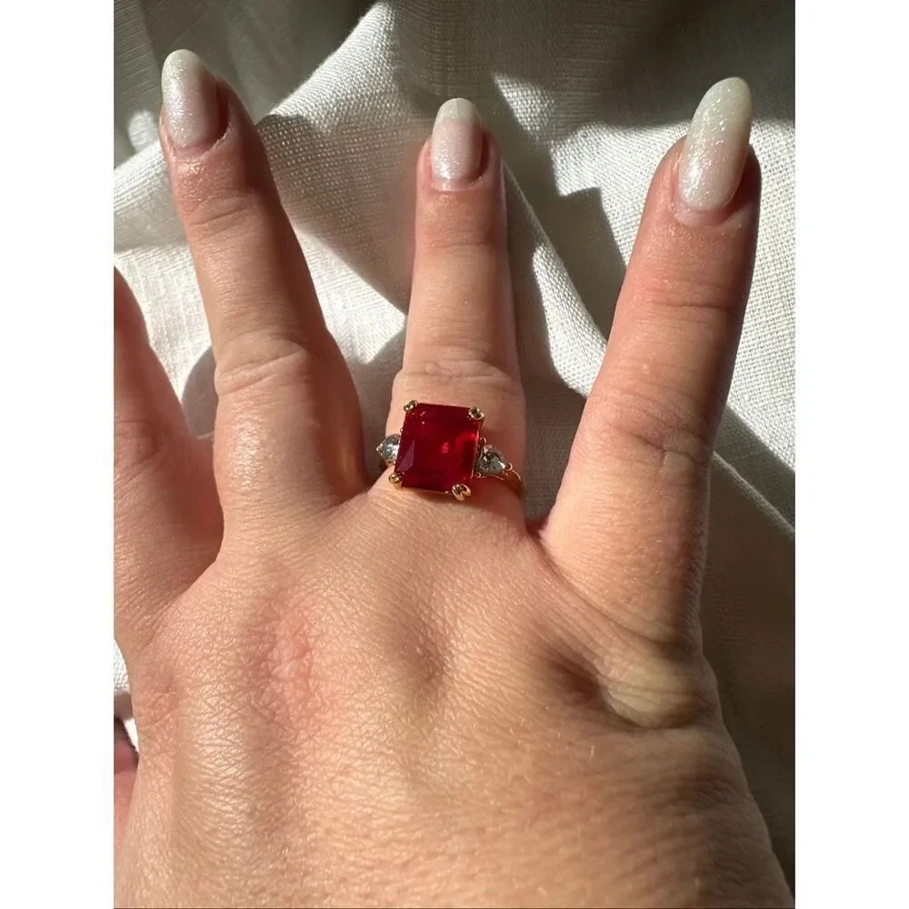 Cherry red cocktail ring